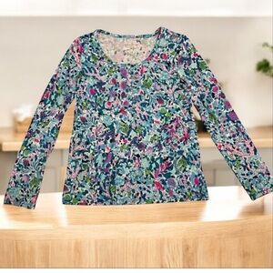 Lilly Pulitzer Notch‎ Pajama Top In Multi Color Button Down